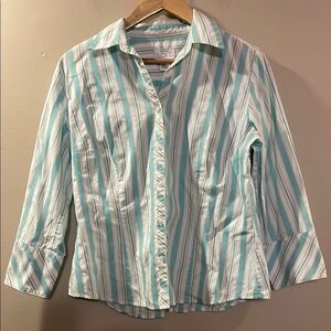 LOFT Aqua Striped Shirt